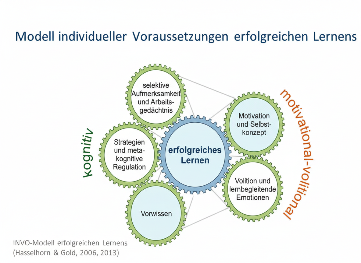 grafische  Darstellung des INVO-Modells der Voraussetzungen für erfolgreiches Lernen
