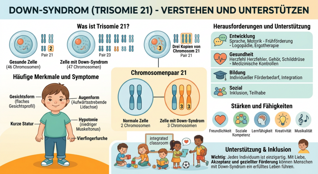 Ki-generierte Abbildung zur Erläuterung der Trisomie 21.